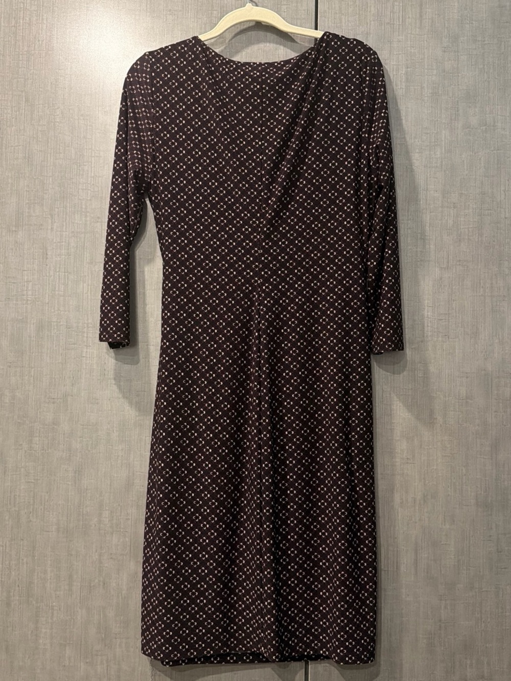 Ralph Lauren Plum Geometric-Print Long Sleeve Maxi Dress